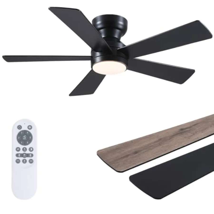 Black Ceilg Fans with Lights -"Flush Mount Ceilg Fan with Remote and 5 Reversible Blades, 3CCT Dimmable, 6 Wind Speedsand2H Tim
Black Ceilg Fans with Lights -"Flush Mount Ceilg Fan with Remote and 5 Reversible Blades, 3CCT Dimmable, 6 Wind Speedsand2H Tim