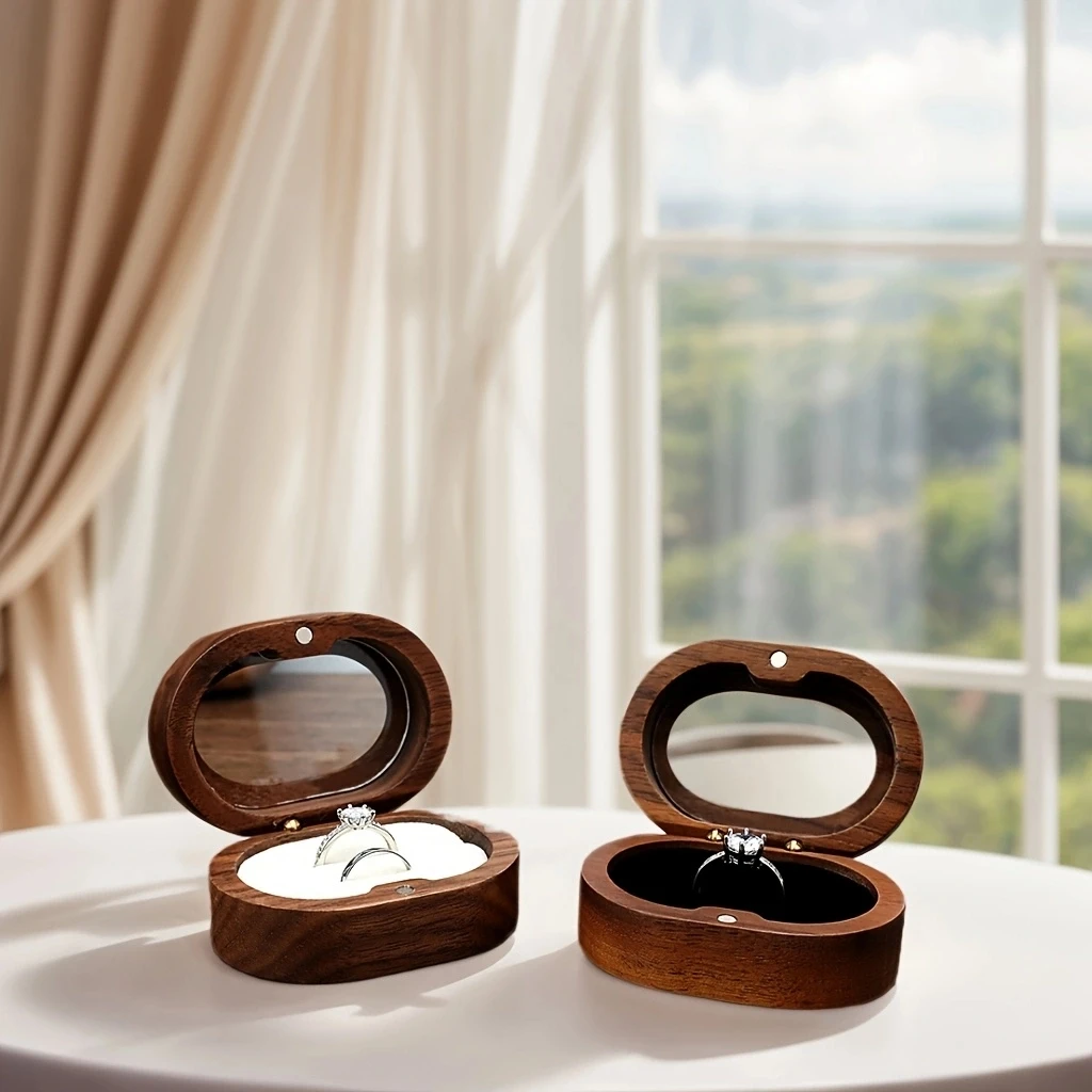 Black walnut jewelry box, ring, necklace, earring storage box, wooden storage, oval wood, engagement and proposal props
Black walnut jewelry box, ring, necklace, earring storage box, wooden storage, oval wood, engagement and proposal props
