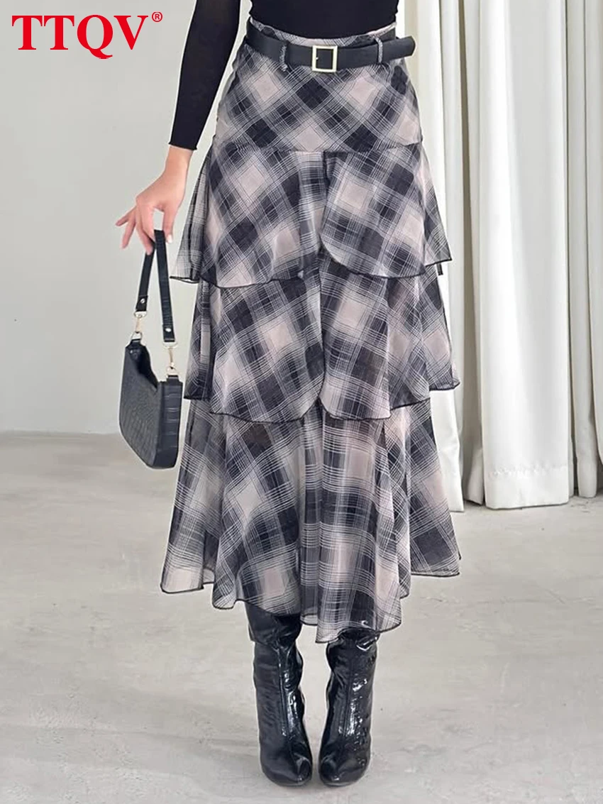 TTQV Fashion Loose Gray Plaid Women's Skirt 2026 Vintage High Waist Midi Skirt Elegant Classic Pleated Skirts Female Clothing
TTQV Fashion Loose Gray Plaid Women's Skirt 2026 Vintage High Waist Midi Skirt Elegant Classic Pleated Skirts Female Clothing