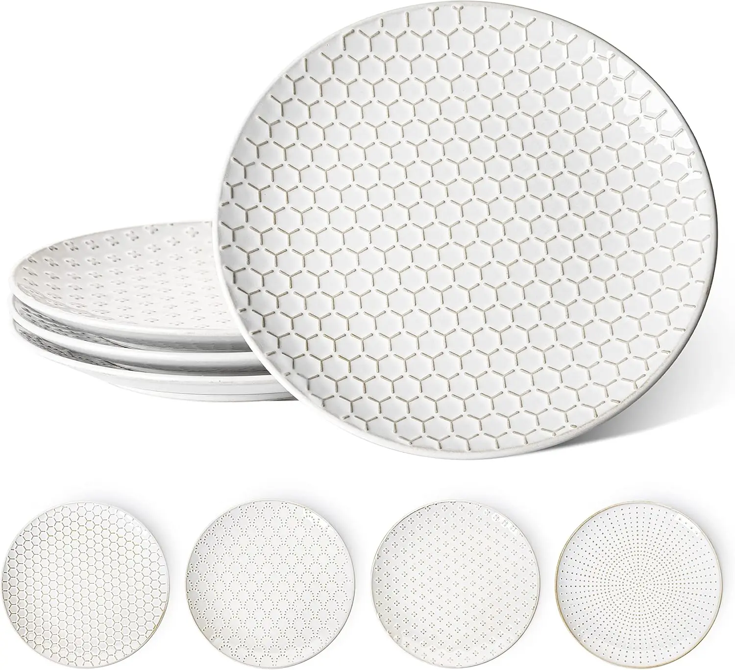4-Pack 10-Inch White Ceramic Dinner Plates, Microwave & Dishwasher Safe, Chip-Resistant, Embossed Design
4-Pack 10-Inch White Ceramic Dinner Plates, Microwave & Dishwasher Safe, Chip-Resistant, Embossed Design