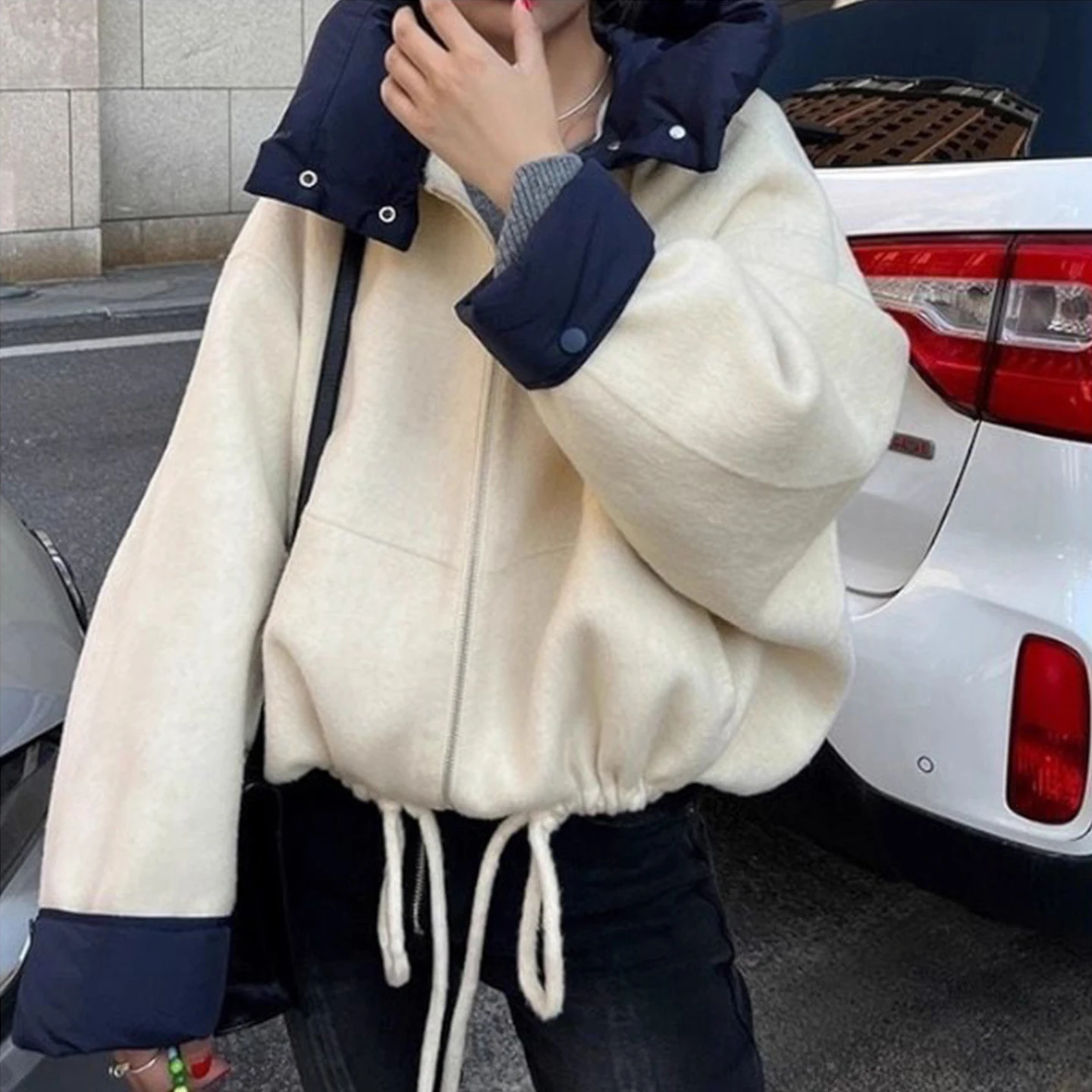 Retro Spliced Color Blo ort Woolen Coat Women's Winter New Design Dstring Cotton Jaet Korean Sle Loose Fit Long Sl...
Retro Spliced Color Blo ort Woolen Coat Women's Winter New Design Dstring Cotton Jaet Korean Sle Loose Fit Long Sl...