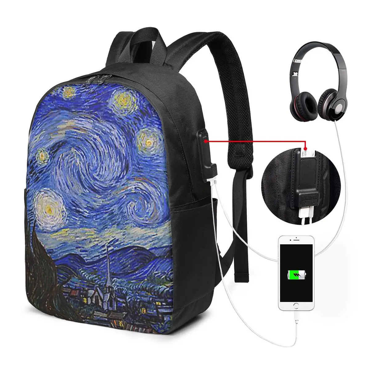 The Starry Night By Vincent Van Gogh Backpack Travel Notebook Bag Computer College Student School Bag Laptop Shoulder Bags
The Starry Night By Vincent Van Gogh Backpack Travel Notebook Bag Computer College Student School Bag Laptop Shoulder Bags