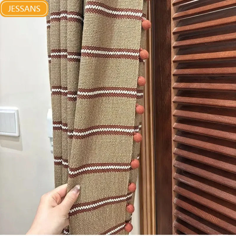 American Retro Cotton and Linen Striped Red Brown Jacquard Curtains for Living Room Bedroom Balcony Custom Curtains Partition
American Retro Cotton and Linen Striped Red Brown Jacquard Curtains for Living Room Bedroom Balcony Custom Curtains Partition