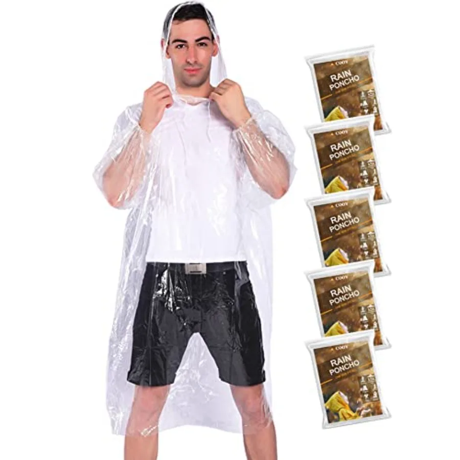 Rain Ponchos, with Drawstring Hood 10 Pack Emergency Disposable Rain Ponchos Family Pack for Adults, Clear
Rain Ponchos, with Drawstring Hood 10 Pack Emergency Disposable Rain Ponchos Family Pack for Adults, Clear