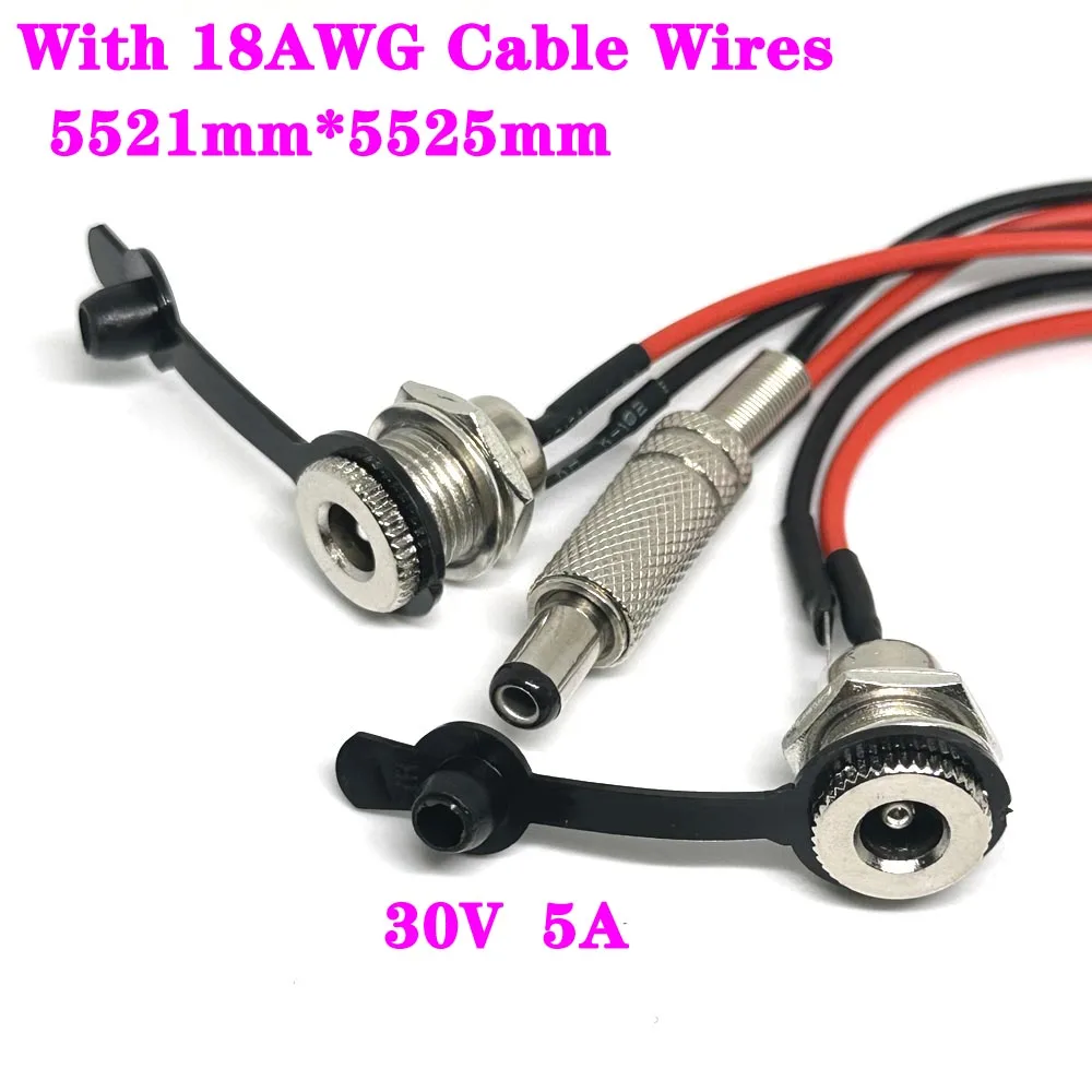 DC099 5.5 x 2.1mm 5.5 x 2.5mm 30V 5A DC Power Socket Threaded Female Connector Adapter With 18AWG Cable Wires DC-099 20CM
DC099 5.5 x 2.1mm 5.5 x 2.5mm 30V 5A DC Power Socket Threaded Female Connector Adapter With 18AWG Cable Wires DC-099 20CM