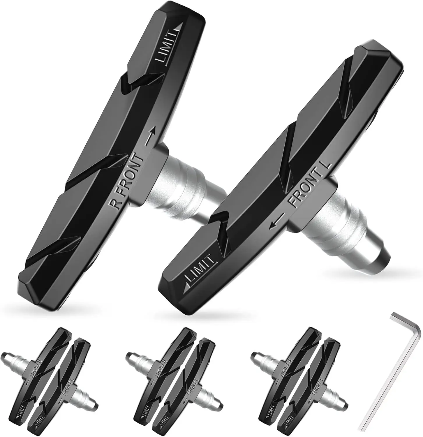 6 PCS Bike V-Brake Pads Set, 70mm, No Noise, No Skid, with Hex Wrench & Shims
6 PCS Bike V-Brake Pads Set, 70mm, No Noise, No Skid, with Hex Wrench & Shims