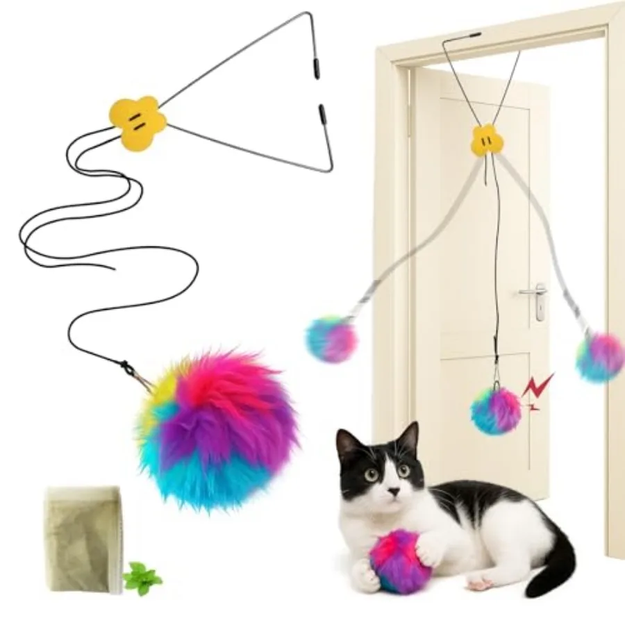 Interactive Cat Toys for Indoor Cats, Self-Play Hanging Door Toy for Kitten, Adjustable Height Exercise Bell Ball to Keep Kitte
Interactive Cat Toys for Indoor Cats, Self-Play Hanging Door Toy for Kitten, Adjustable Height Exercise Bell Ball to Keep Kitte