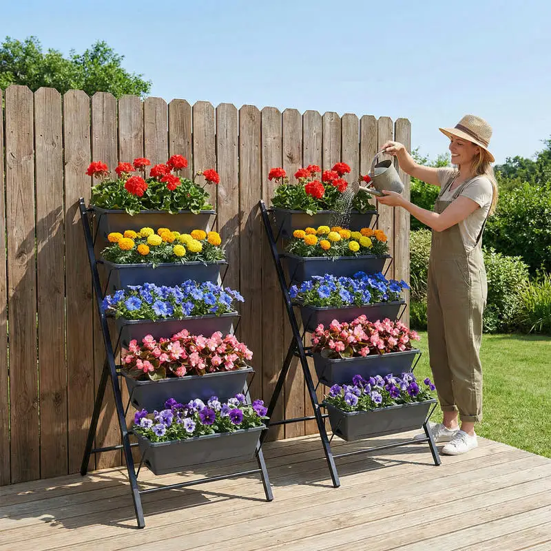 5-Tier Vertical Raised Garden Bed with Drainage System and Removable Trays for Vegetables-Black
5-Tier Vertical Raised Garden Bed with Drainage System and Removable Trays for Vegetables-Black