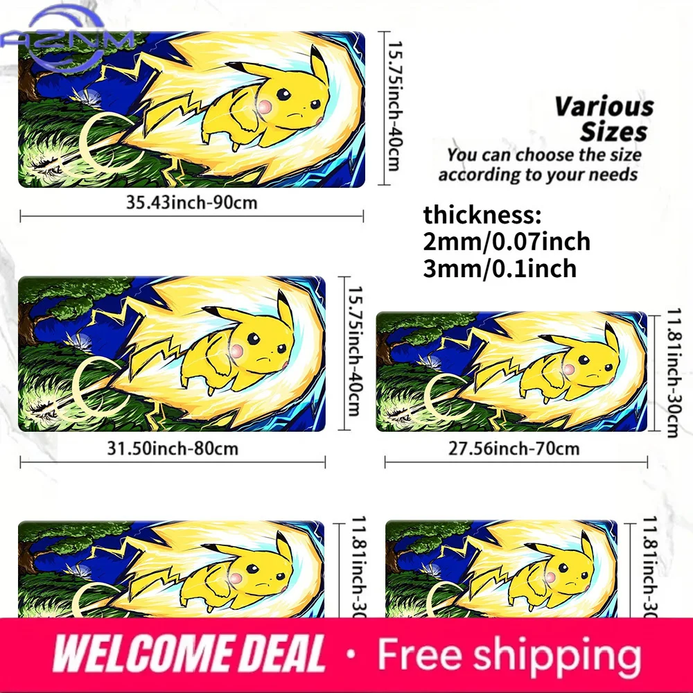 Pikachu Thunderbolt Non-Slip Washable Gaming Desk Mat