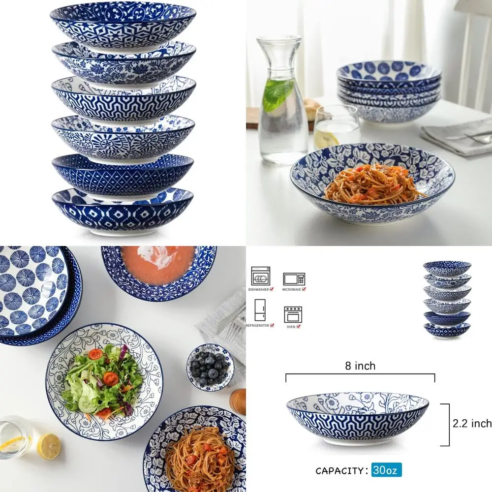 ceramic 30oz large pasta salad bowls 8 inch wide and shallow soup bowls, stackable, microwave and oven safe, set of 6, vintage
ceramic 30oz large pasta salad bowls 8 inch wide and shallow soup bowls, stackable, microwave and oven safe, set of 6, vintage