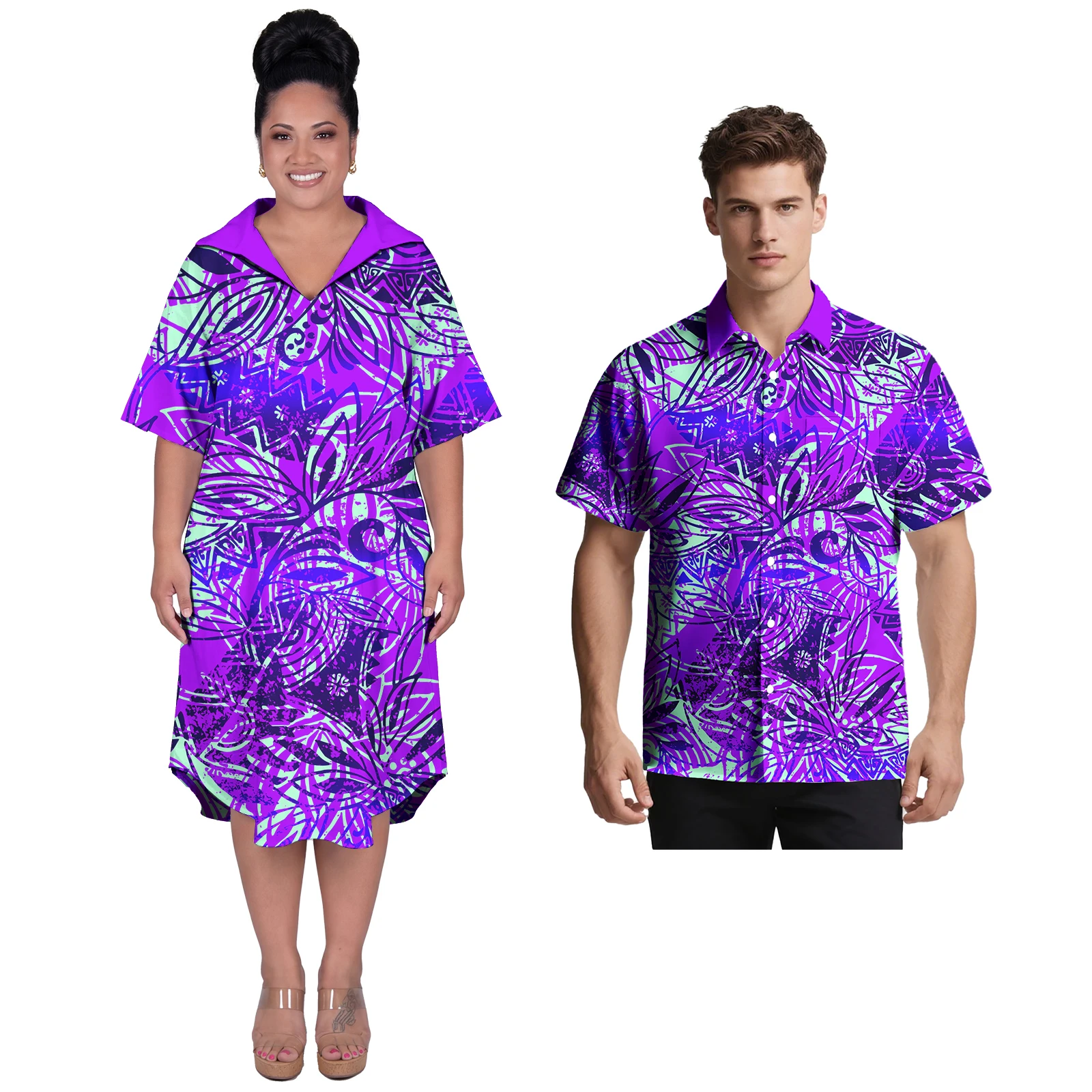 Low MOQ Samoan Polynesian Party Prom Turn-down Collar Women Shirt Dress Men Casual Shirts Hawaii Floral Print Beach Couple Suit
Low MOQ Samoan Polynesian Party Prom Turn-down Collar Women Shirt Dress Men Casual Shirts Hawaii Floral Print Beach Couple Suit