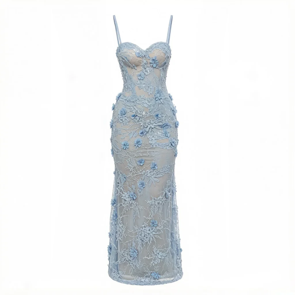Exquisite Sky Blue 3D Flower Beaded Mermaid Evening Dress Sweetheart Spaghetti Straps Elegant Prom Party Vestidos Customized
Exquisite Sky Blue 3D Flower Beaded Mermaid Evening Dress Sweetheart Spaghetti Straps Elegant Prom Party Vestidos Customized