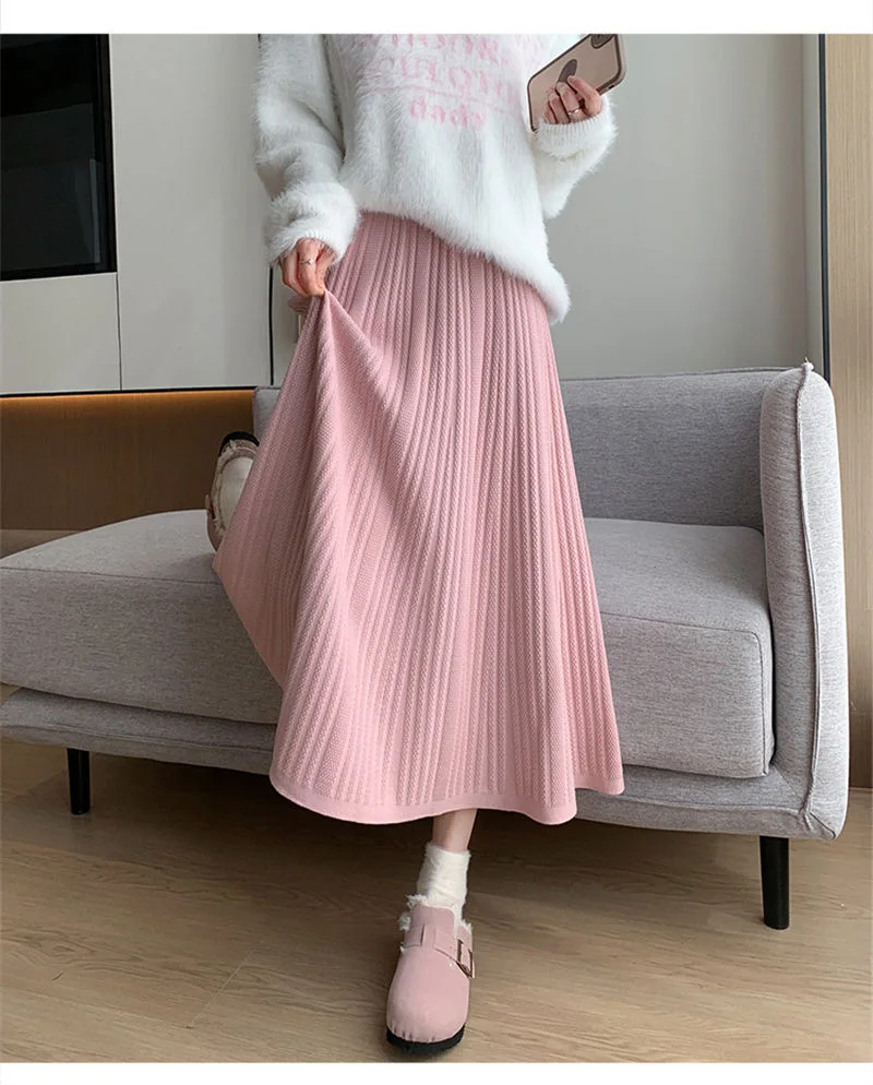 Vintage Preppy Style Sweet Knitted Long Skirts Women High Waist Loose A Line Skirts Fall Winter Retro Simple Elegant Long Skirts
Vintage Preppy Style Sweet Knitted Long Skirts Women High Waist Loose A Line Skirts Fall Winter Retro Simple Elegant Long Skirts