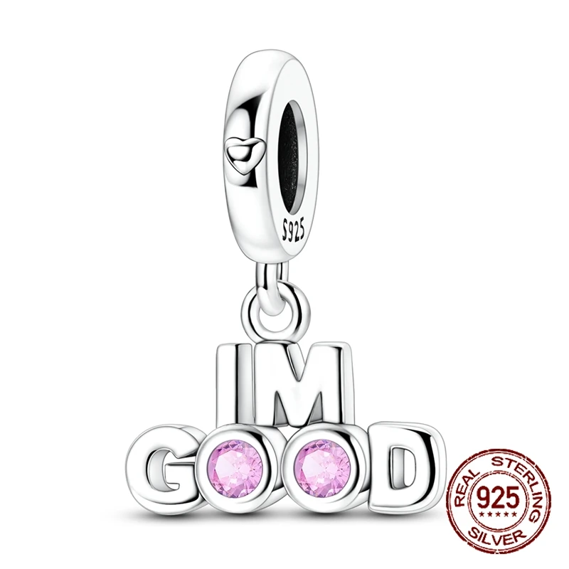 925 Sterling Silver I'M GOOD Mood Text Initial Pendant Statement Charm Fit Original Charm Bracelets Women DIY Jewelry Gift
925 Sterling Silver I'M GOOD Mood Text Initial Pendant Statement Charm Fit Original Charm Bracelets Women DIY Jewelry Gift