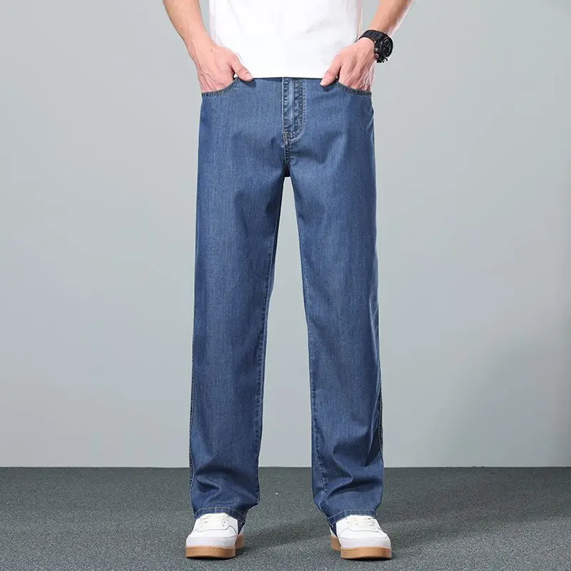 Spring Summer Fashion Men's Ice Silk Jeans Thin Loose Straight Pants Stretch Korean Business Casual Denim Trousers High Quality
Spring Summer Fashion Men's Ice Silk Jeans Thin Loose Straight Pants Stretch Korean Business Casual Denim Trousers High Quality
