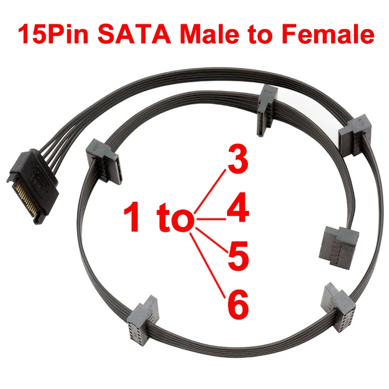 SATA 15Pin Male to Female Power Supply Splitter Cable Hard Drive 1 Male to 3/4/5/6 Female Extension Power Cord for DIY PC Sever
SATA 15Pin Male to Female Power Supply Splitter Cable Hard Drive 1 Male to 3/4/5/6 Female Extension Power Cord for DIY PC Sever