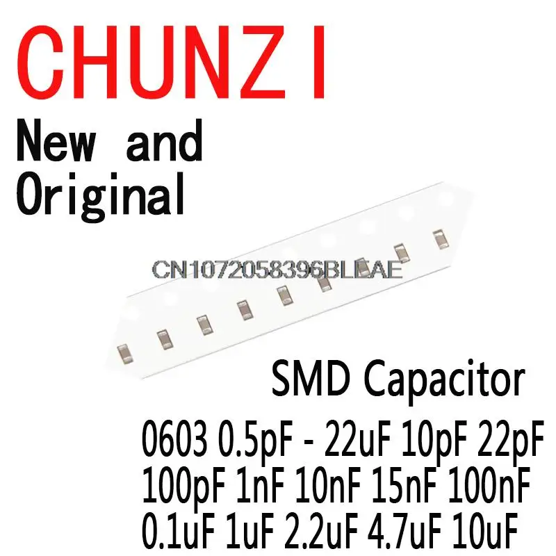 100PCS SMD Chip Multilayer Ceramic Capacitor 0603 0.5pF - 22uF 10pF 22pF 100pF 1nF 10nF 15nF 100nF 0.1uF 1uF 2.2uF 4.7uF 10uF
100PCS SMD Chip Multilayer Ceramic Capacitor 0603 0.5pF - 22uF 10pF 22pF 100pF 1nF 10nF 15nF 100nF 0.1uF 1uF 2.2uF 4.7uF 10uF