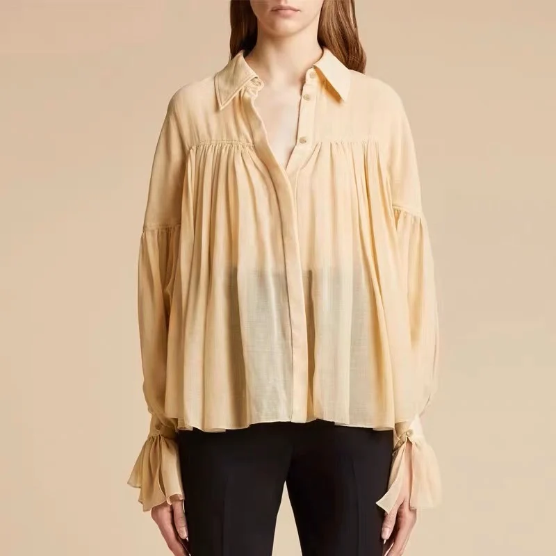 Women Loose Cotton Shirt Top 2023 New Lantern Petal Sleeve Drop the Shoulder blouse
Women Loose Cotton Shirt Top 2023 New Lantern Petal Sleeve Drop the Shoulder blouse