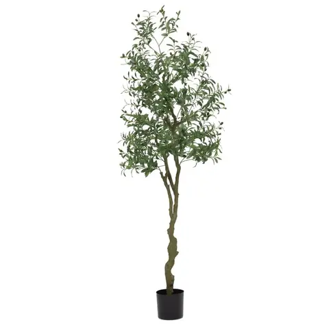 210cm Realistic Artificial Olive Tree Faux Plant with Lifelike Leaves & Fruits UV-Resistant for Entryway, Living Room Decor
