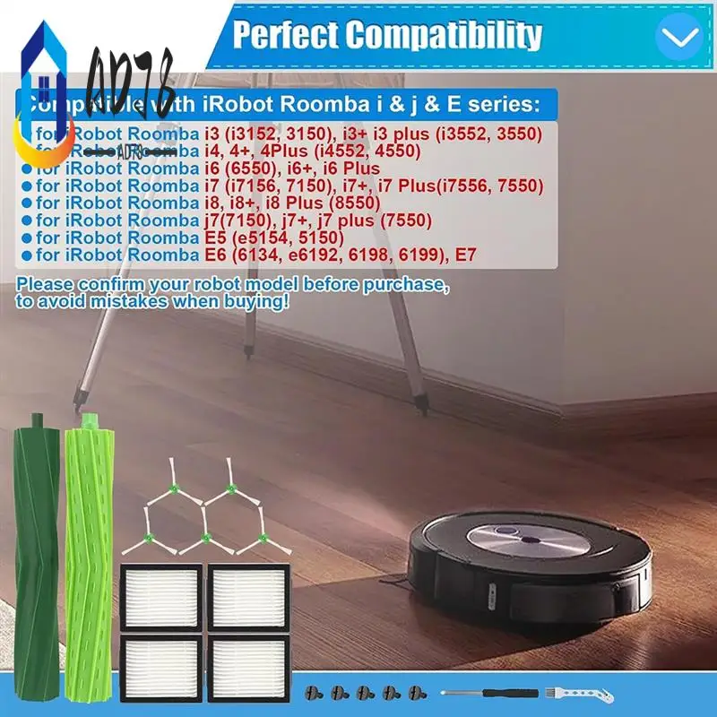 AD78-Комплект аксессуаров для Irobot Roomba I7 Запчасти для пылесоса Фильтр Roomba I7+ I3+ I4 I4+ I6+ I6+ I8 I8+ J7 J7+ E5 E6 E7 E & I
AD78-Комплект аксессуаров для Irobot Roomba I7 Запчасти для пылесоса Фильтр Roomba I7+ I3+ I4 I4+ I6+ I6+ I8 I8+ J7 J7+ E5 E6 E7 E & I