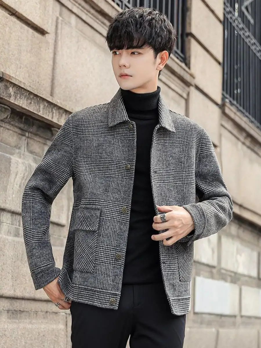 Men's Winter Jaet Double-sided Woolen Plaid ort Sle Faionable Korean Version Slim Fit Coat Warmth Daily Wear
Men's Winter Jaet Double-sided Woolen Plaid ort Sle Faionable Korean Version Slim Fit Coat Warmth Daily Wear