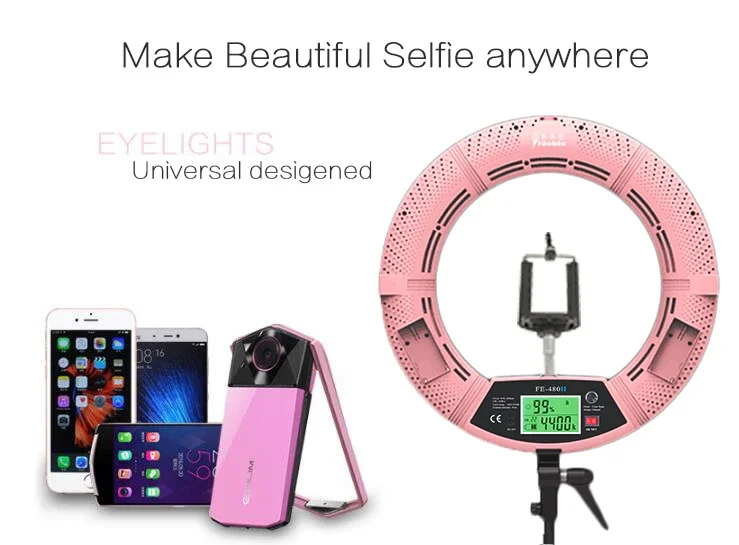 Yidoblo Pink FE-480II Photo Studio Ring Light LED Lamp LCD Screen Display Photographic Continue Lighting 96W 5500K Make Up Lamp
Yidoblo Pink FE-480II Photo Studio Ring Light LED Lamp LCD Screen Display Photographic Continue Lighting 96W 5500K Make Up Lamp