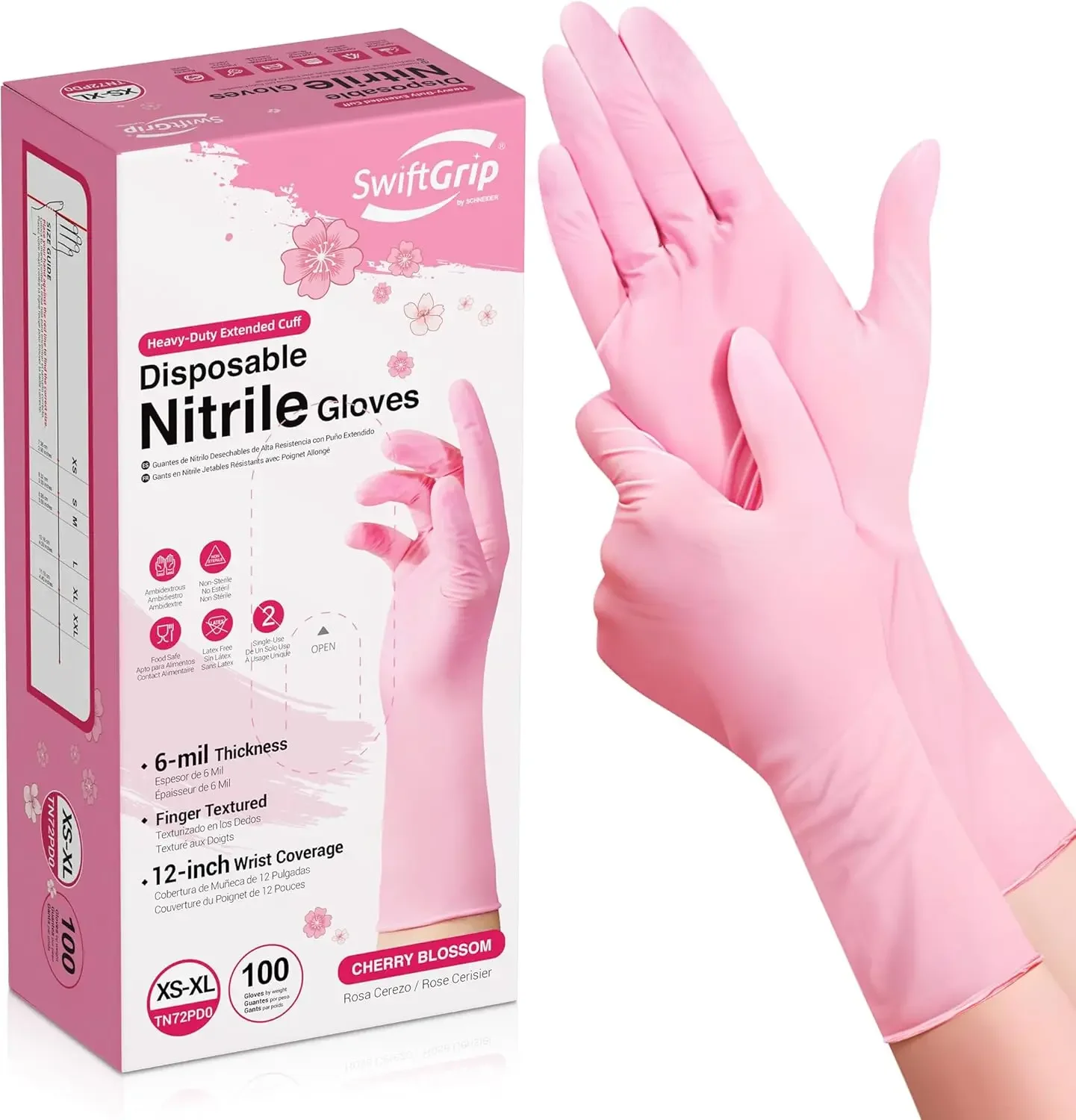 12-Inch Disposable Nitrile Gloves, 6-Mil, Cherry Blossom, Latex-Free, Dishwashing
12-Inch Disposable Nitrile Gloves, 6-Mil, Cherry Blossom, Latex-Free, Dishwashing