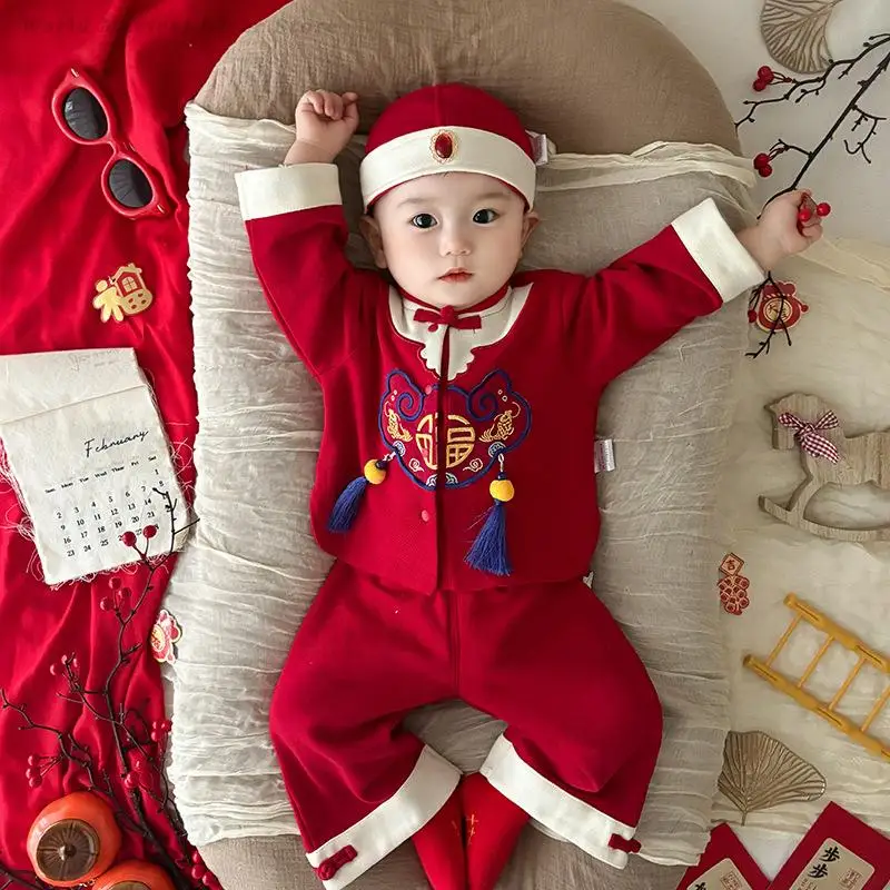 Kids Long Sleeve Tang Suit Chinese New Year Spring Festival Hanfu Newborn Baby One-Year-Old Photography Costume Birthday Gift
Kids Long Sleeve Tang Suit Chinese New Year Spring Festival Hanfu Newborn Baby One-Year-Old Photography Costume Birthday Gift