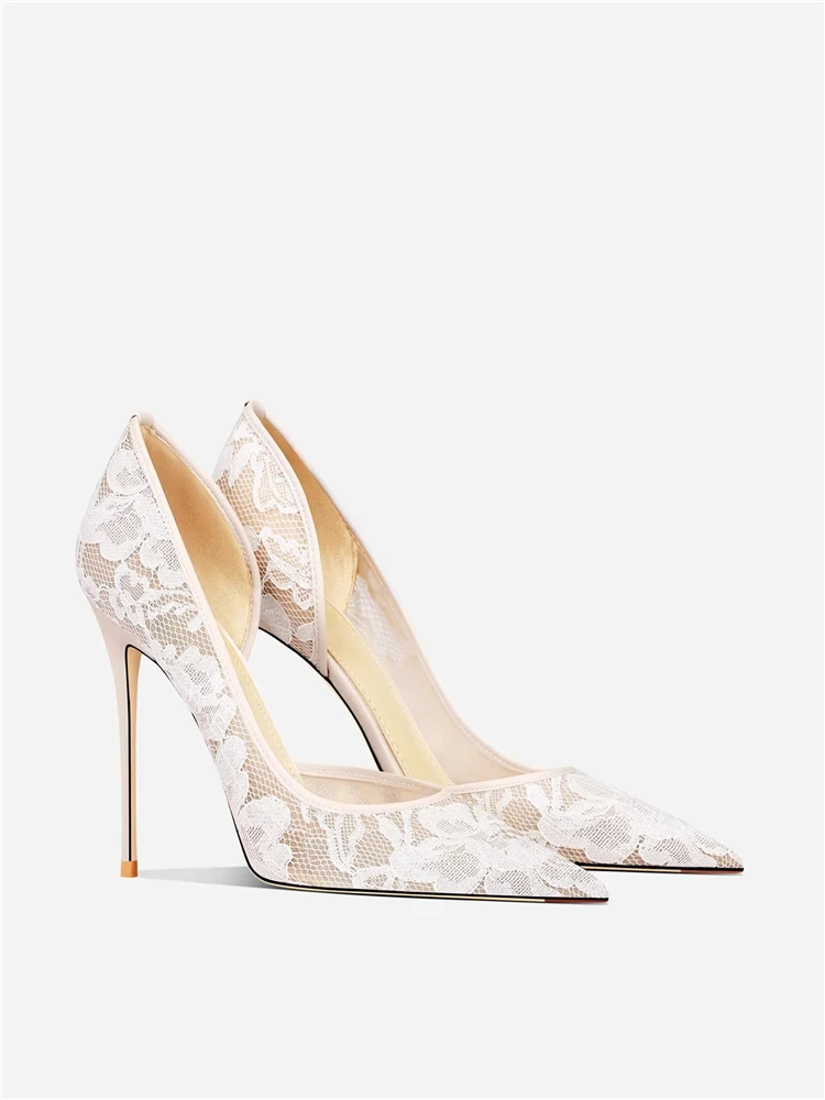 Spring new pointed side empty white lace mesh wedding shoes sandals banquet large size small size thin high-heeled women's shoes
Spring new pointed side empty white lace mesh wedding shoes sandals banquet large size small size thin high-heeled women's shoes