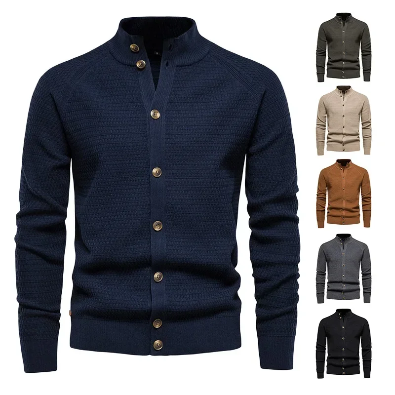 2023 Men's Autumn/Winter Sweater Button Coat Men's Standing Collar Solid Color Business Knitted Cardigan
2023 Men's Autumn/Winter Sweater Button Coat Men's Standing Collar Solid Color Business Knitted Cardigan