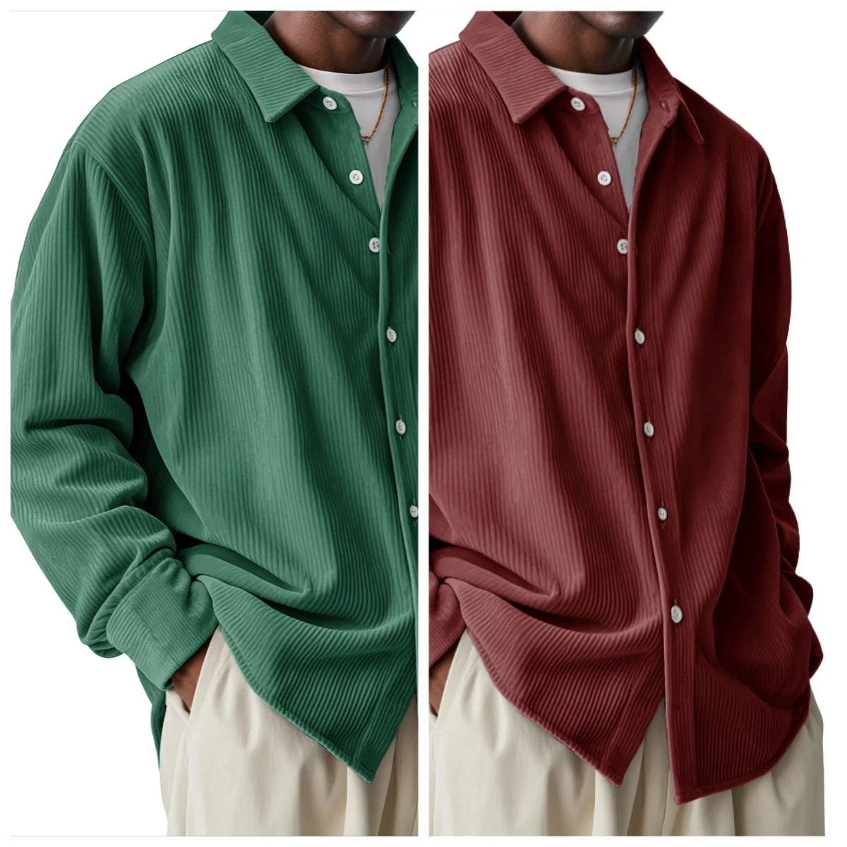 Spring Autumn Men's Light Luxury Corduroy Shirt Loose Casual Trendy Long Sleeved Solid Striped Color Lapel Shirt
Spring Autumn Men's Light Luxury Corduroy Shirt Loose Casual Trendy Long Sleeved Solid Striped Color Lapel Shirt