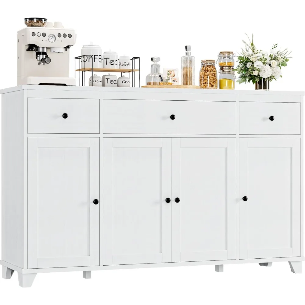 55" Large Kitchen Buffet Cabinet with Storage Drawers, Modern Sideboard Buffet Table Storage Cabinet with Doors and Shelves, Wo
55" Large Kitchen Buffet Cabinet with Storage Drawers, Modern Sideboard Buffet Table Storage Cabinet with Doors and Shelves, Wo