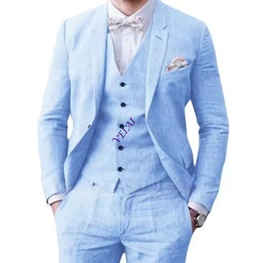 CustomizedElegant Beige/Blue Linen Men Suits Casual Single Breasted Slim Fit Blazer Vest Pants High Quality 3 Piece Summer Weddi
CustomizedElegant Beige/Blue Linen Men Suits Casual Single Breasted Slim Fit Blazer Vest Pants High Quality 3 Piece Summer Weddi