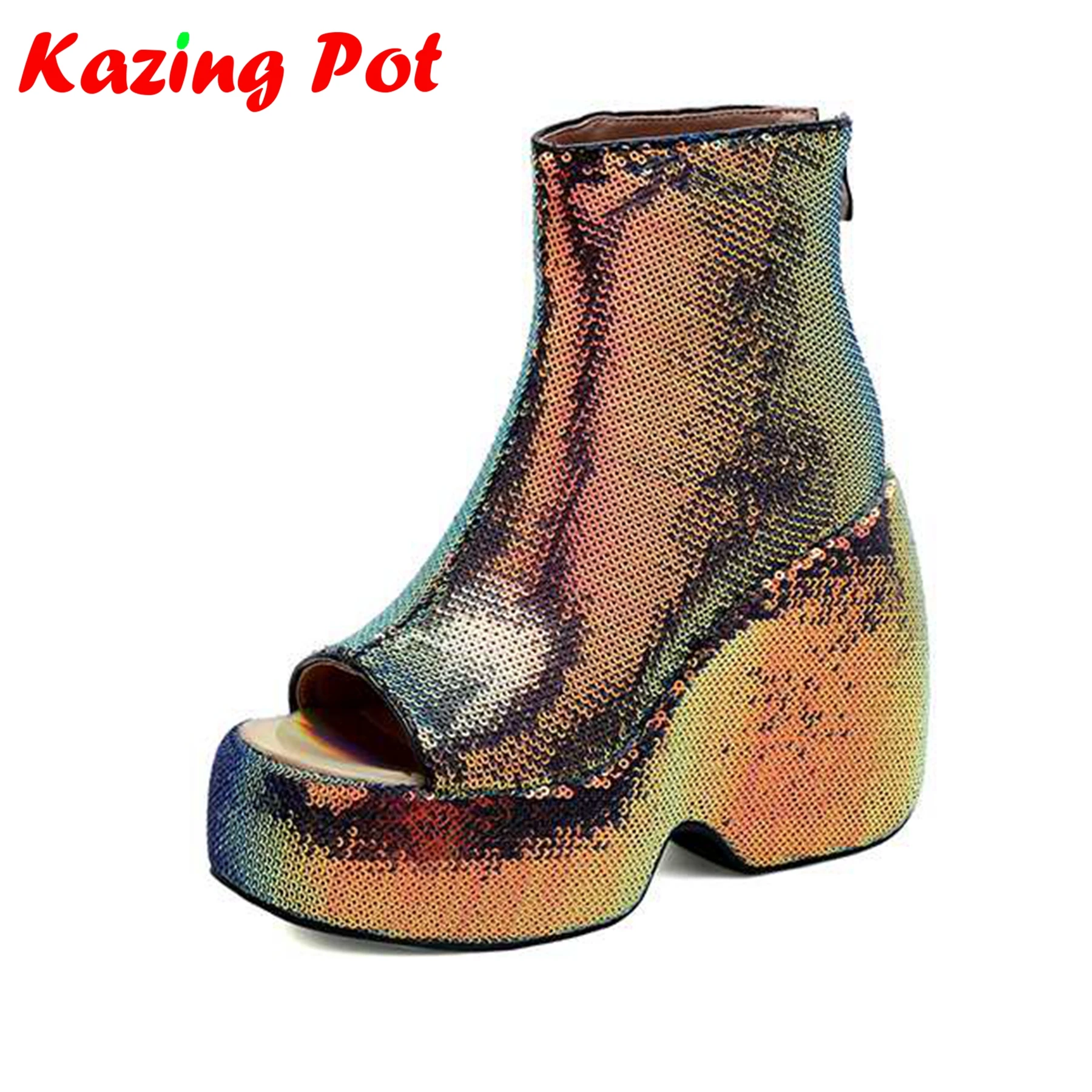 Krazing Pot Size 43 Sequin Cloth Peep Toe Summer Boots Gladiator Peep Toe Bling waterproof Super High Heels Brand Ankle Boots
Krazing Pot Size 43 Sequin Cloth Peep Toe Summer Boots Gladiator Peep Toe Bling waterproof Super High Heels Brand Ankle Boots