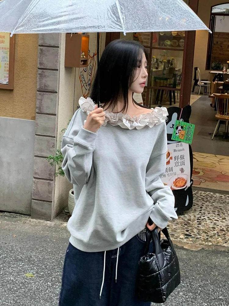 3D Floral Off Shoulder Sweatshirts Women Sweet Loose Slash Neck Gray Fashion Pullovers Female Casual Long Sleeve Autumn New Tops
3D Floral Off Shoulder Sweatshirts Women Sweet Loose Slash Neck Gray Fashion Pullovers Female Casual Long Sleeve Autumn New Tops
