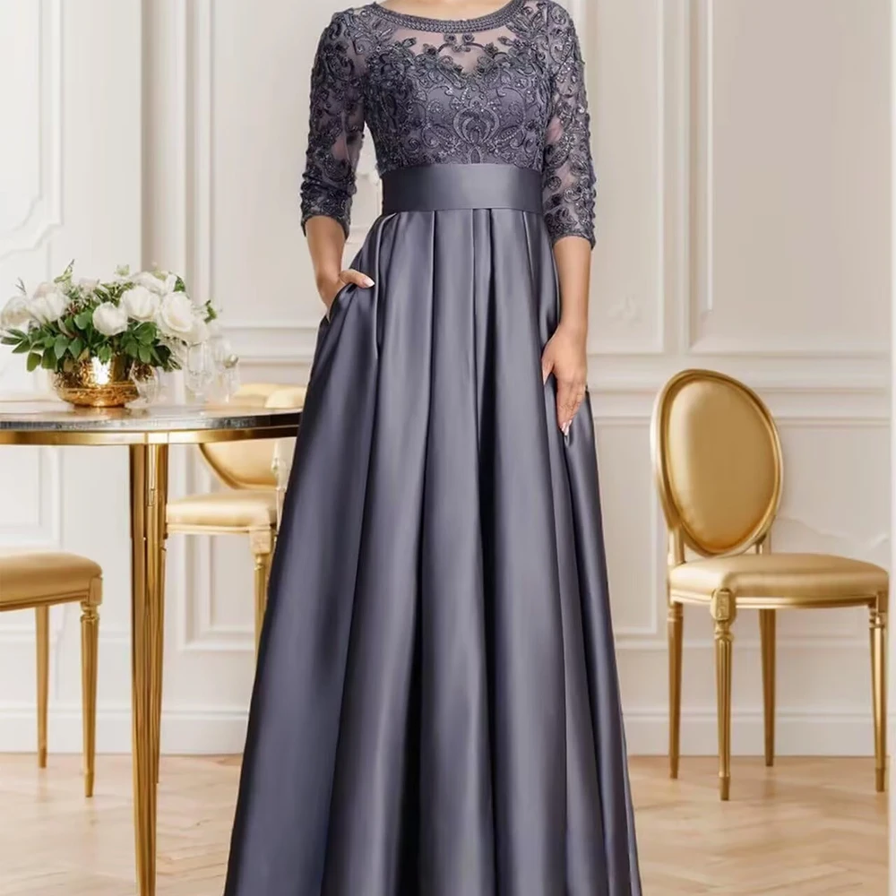 Customized Sleeves Satin Lace Applique Mother of Bride Dresses Long Formal Evening Gown Pockets Formal Wedding Party Dresses
Customized Sleeves Satin Lace Applique Mother of Bride Dresses Long Formal Evening Gown Pockets Formal Wedding Party Dresses