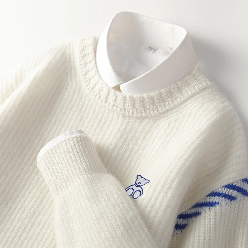 Winter 100% Pure Wool Men's Round Neck Gold Needle Thick Sweater Jacquard Bear Pattern Knitted Bottoming Shirt
Winter 100% Pure Wool Men's Round Neck Gold Needle Thick Sweater Jacquard Bear Pattern Knitted Bottoming Shirt