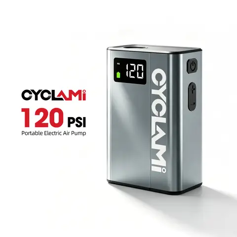 120 PSI Bike Portable Electric Pump Aluminum Alloy Mini Cycling Bicycle Tire Inflator Pressure Display Start CYCLAMI E1 Team