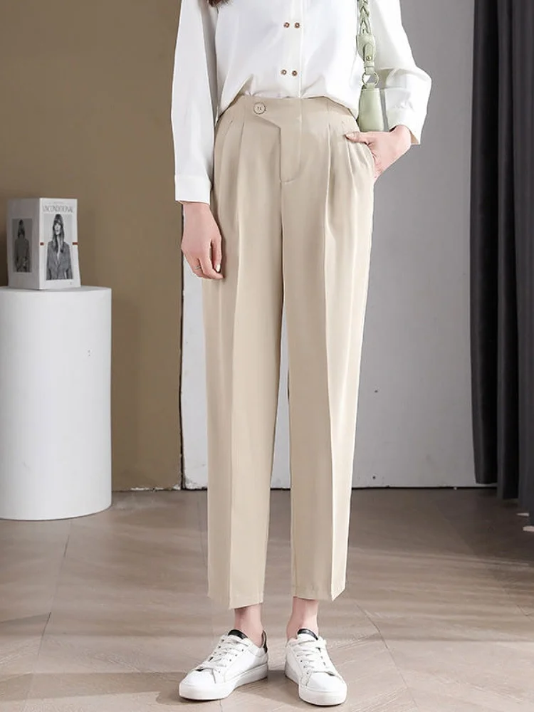 Модные женские повседневные брюки-харланы с высокой талией и прямыми штанинами в корейском стиле, для офиса и повседневной носки, осенняя новинка
Модные женские повседневные брюки-харланы с высокой талией и прямыми штанинами в корейском стиле, для офиса и повседневной носки, осенняя новинка