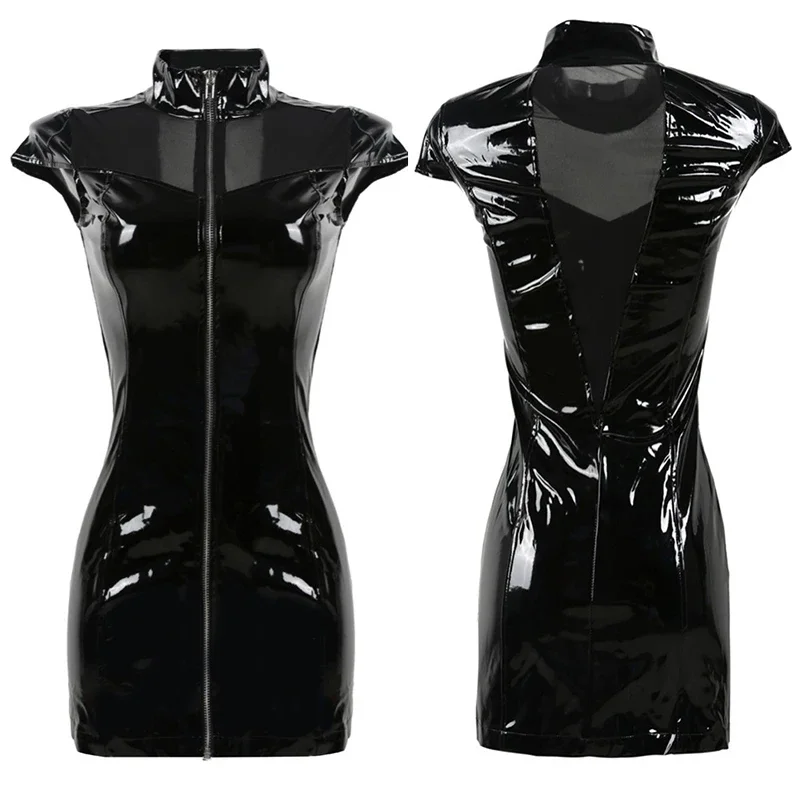 2020 New Black Vinyl PVC Dress Gothic Summer Style Corset Mesh Patchwork Faux Leather Punk Fetish Zipper Dresses Plus Size S-XXL
2020 New Black Vinyl PVC Dress Gothic Summer Style Corset Mesh Patchwork Faux Leather Punk Fetish Zipper Dresses Plus Size S-XXL