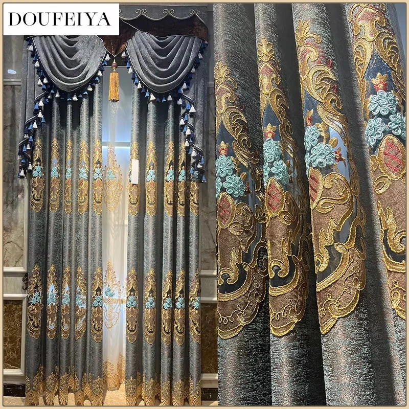 European Gray Chenille Valance Embroidery Luxury Curtains for Living Room Bedroom Dining Blackout Window Tulle Custom Size
European Gray Chenille Valance Embroidery Luxury Curtains for Living Room Bedroom Dining Blackout Window Tulle Custom Size