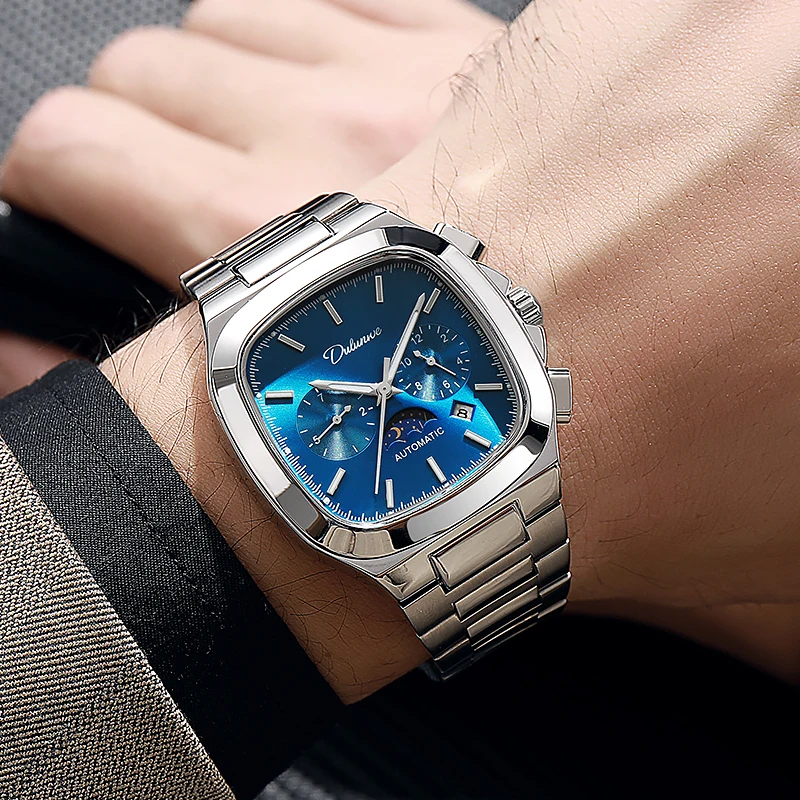 DULUNWE New Square Men's Fully Automatic Mechanical Watch Multi functional Fashion Trend Watch Herrenuhr 6076A
DULUNWE New Square Men's Fully Automatic Mechanical Watch Multi functional Fashion Trend Watch Herrenuhr 6076A