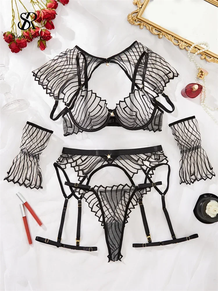 SINGREINY 2024 Sheer Striped Eroitc Lingerie Sets Shawl Garter Backless Slim Bra Set Women Sexy Embroidery Club Underwear Suits
SINGREINY 2024 Sheer Striped Eroitc Lingerie Sets Shawl Garter Backless Slim Bra Set Women Sexy Embroidery Club Underwear Suits