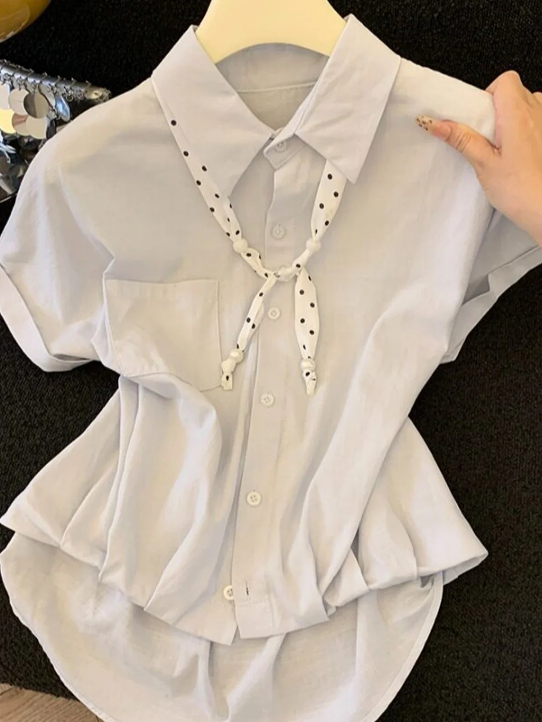Elegant Short Sleeve Shirt Women's Korean Style Stand Collar Belted Top Slimming Versatile Summer Fashionable Guangzhou Thirt...
Elegant Short Sleeve Shirt Women's Korean Style Stand Collar Belted Top Slimming Versatile Summer Fashionable Guangzhou Thirt...