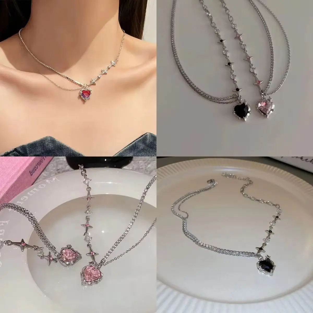 2025 Women's Korean Style Double Layer Heart Shaped Lucky Bean Necklace Simple Clavicle Chain Female Pendant Jewelry Accessory
2025 Women's Korean Style Double Layer Heart Shaped Lucky Bean Necklace Simple Clavicle Chain Female Pendant Jewelry Accessory