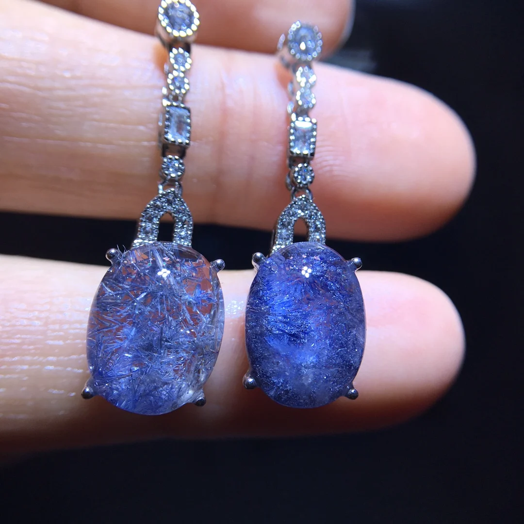 Natural Blue Rutilated Dumortierite Earrings Women 12/9.3mm 925 Sterling Fashion Earring AAAAA
Natural Blue Rutilated Dumortierite Earrings Women 12/9.3mm 925 Sterling Fashion Earring AAAAA