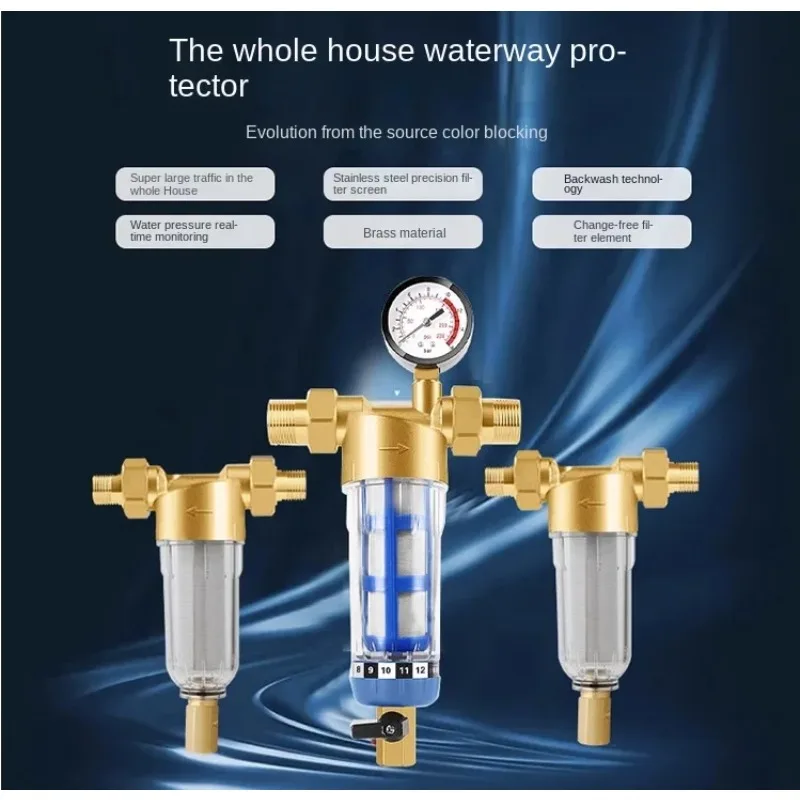 All Brass Pre-Filter Household Backwash Tap Water High Flow Whole House Water Purifier Sediment Filter with Pressure Gauge
All Brass Pre-Filter Household Backwash Tap Water High Flow Whole House Water Purifier Sediment Filter with Pressure Gauge