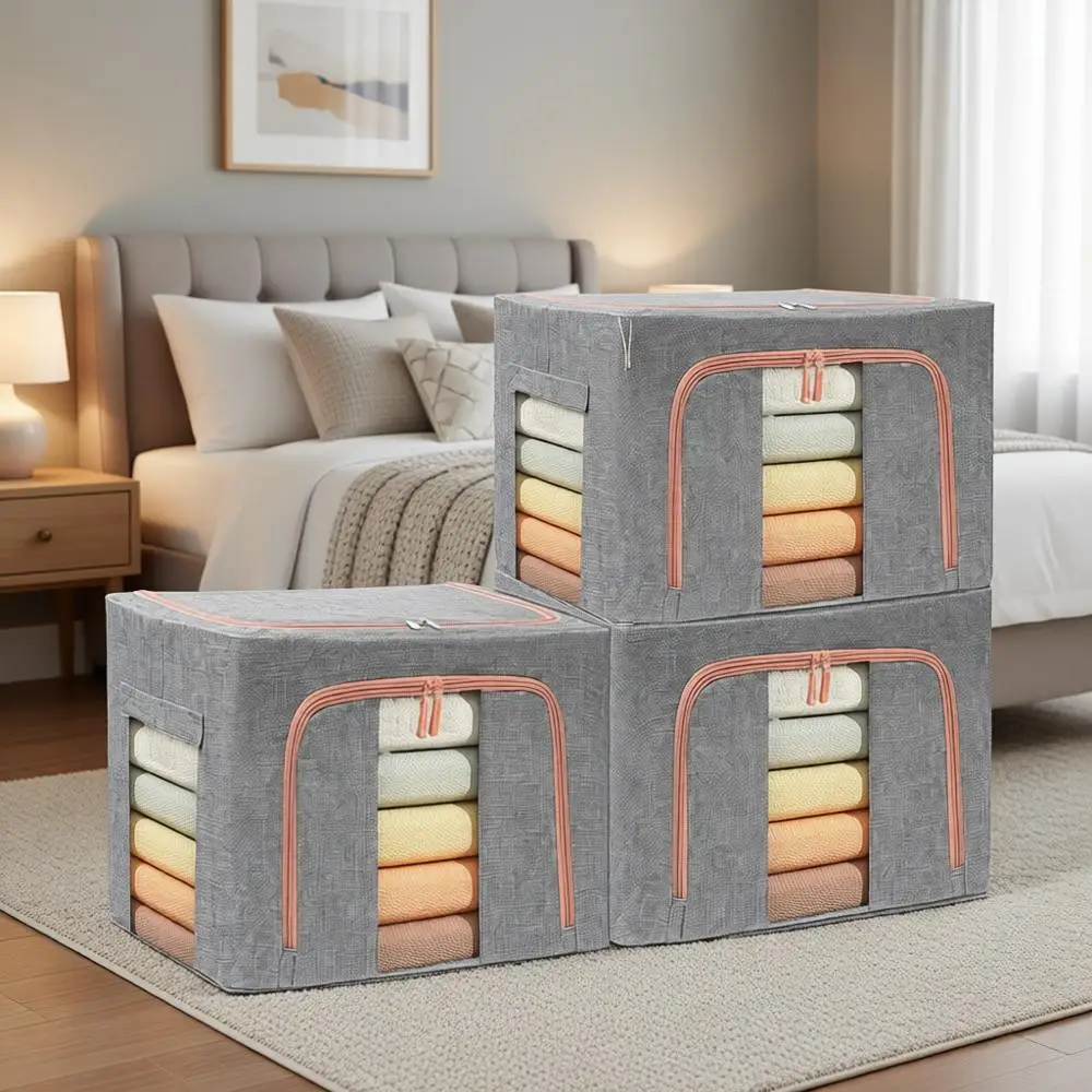 Space-Saving Stackable Storage Bags with Foldable Metal Frame, 2-Way Zipper, Handles, Clear View for Clothes & Bedding, 66L, 3-P
Space-Saving Stackable Storage Bags with Foldable Metal Frame, 2-Way Zipper, Handles, Clear View for Clothes & Bedding, 66L, 3-P