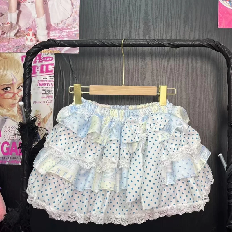 Blue and White Cute Skirt Y2K Sweet Girl Spring and Summer Lace Puffy Cake Culottes Women's High Waist A Line Mini Skirt
Blue and White Cute Skirt Y2K Sweet Girl Spring and Summer Lace Puffy Cake Culottes Women's High Waist A Line Mini Skirt