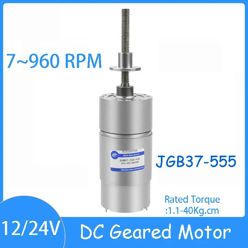 JGB37-555 12V 24V Micro DC Gear Motor 7~960RPM Speed Control Motor Rated Power 15.6W Metal Gear M6 Screw with Flange Nut
JGB37-555 12V 24V Micro DC Gear Motor 7~960RPM Speed Control Motor Rated Power 15.6W Metal Gear M6 Screw with Flange Nut